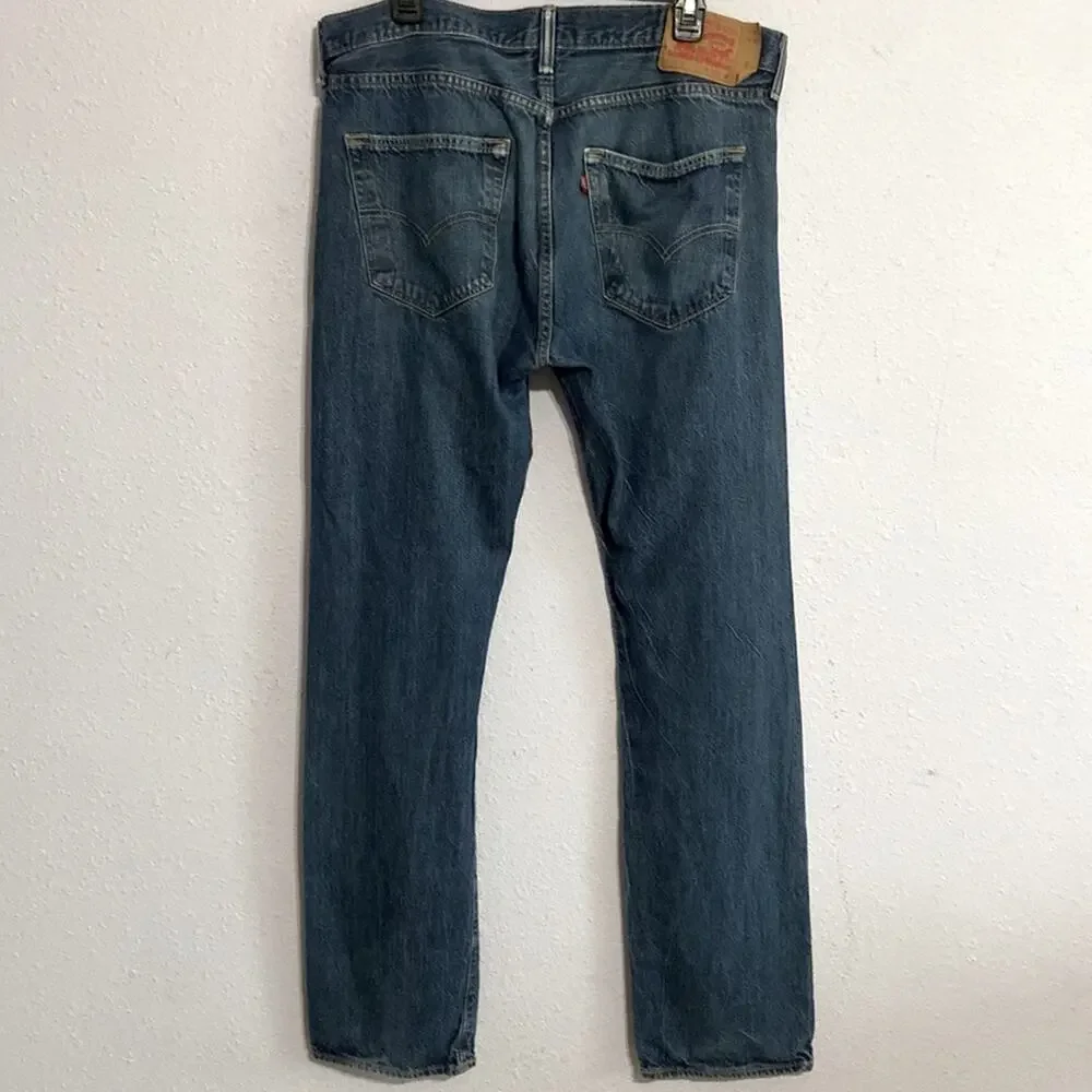 501 Levi’s Strauss Men Button Fly Straight Leg Denim Jeans Size 36X34